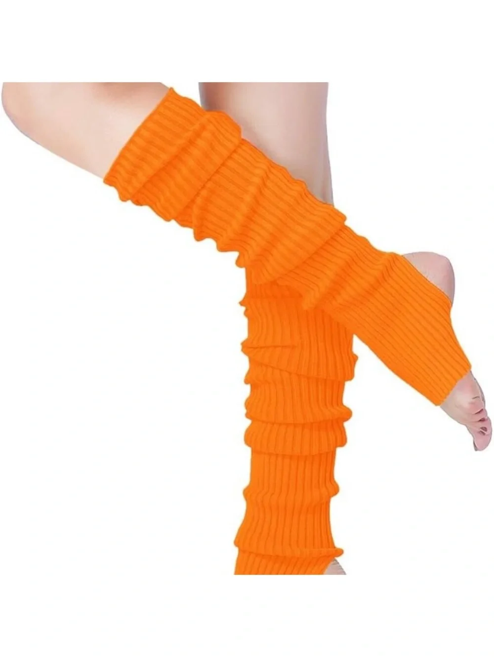 Orange Leg Warmers Toeless Yoga Dance Socks